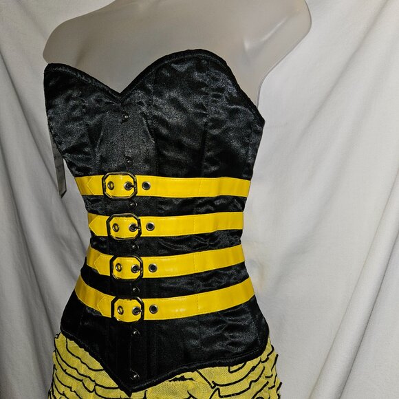 NWT SMALL 24" Tight Lacing Bee Corset Steel Boned - Picture 2 of 16